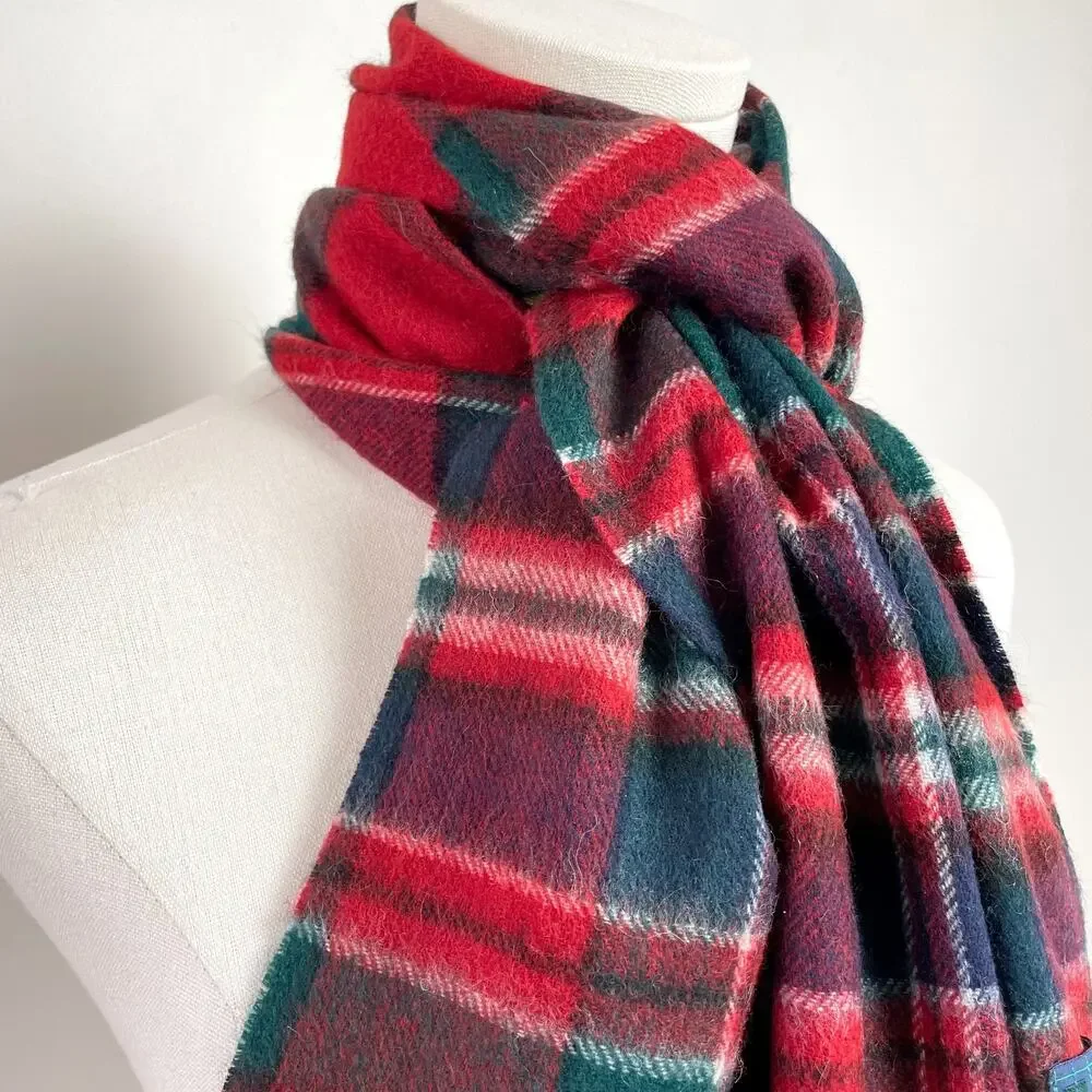 Clans‎ Scottland Plaid Scarf Lambswool Red Preppy Quiet Luxury Old Money Classi